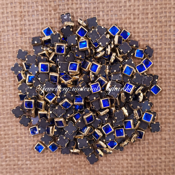 Square 4x4 Gloss Color Kundan - Dark Blue Color