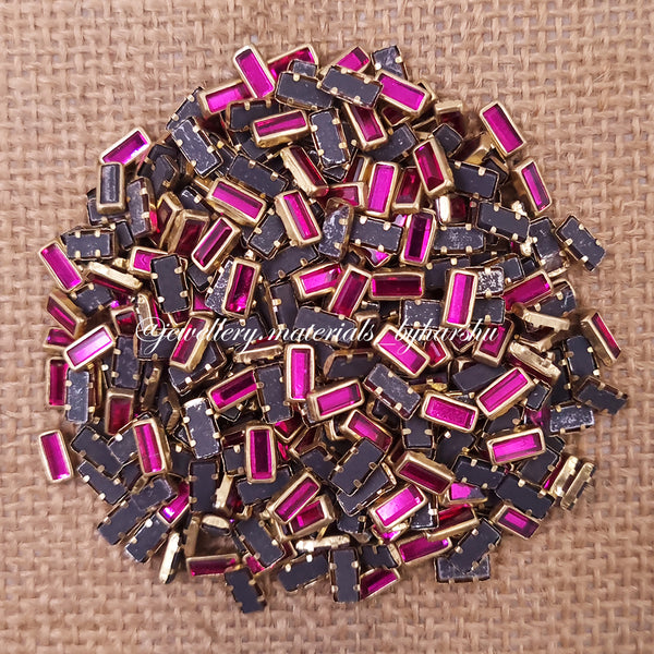 Rectangle 3x7 Gloss Color Kundan - Dark Pink Color