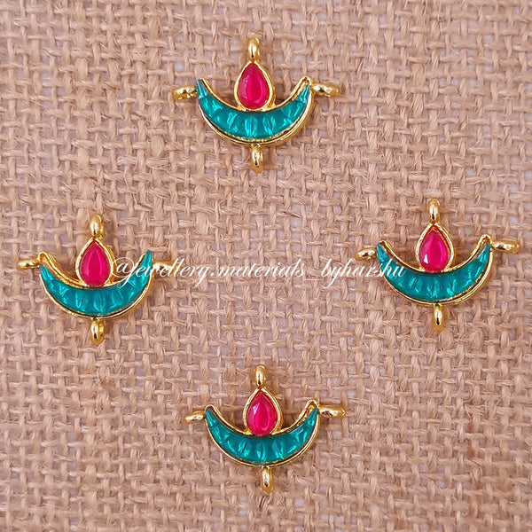 20 x 15 MM Green and Dark Pink Dia Charms