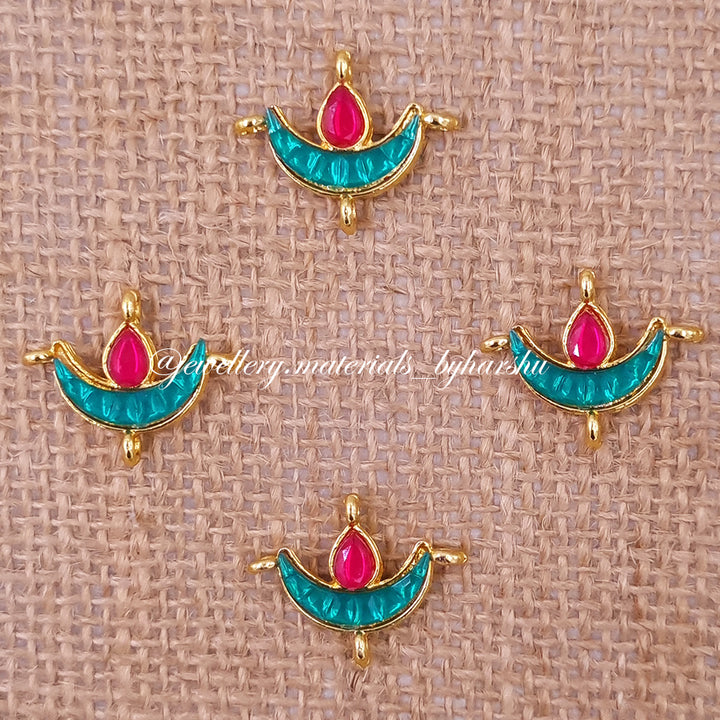 20 x 15 MM Green and Dark Pink Dia Charms