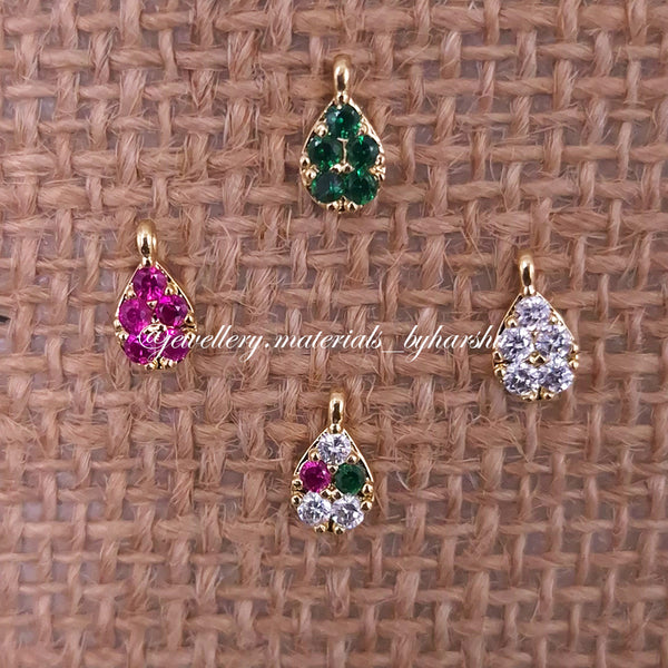 7 x 5MM AD Stone Gold Drop Charms