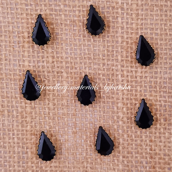 10x14MM Drop Clip Stone -Matt Black