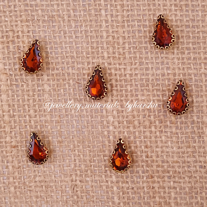 10x14MM Drop Clip Stone - Brown Color