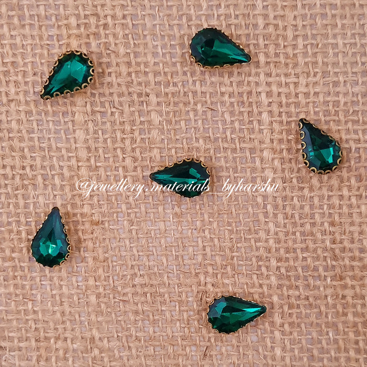 10x14MM Drop Clip Stone - Dark Green 