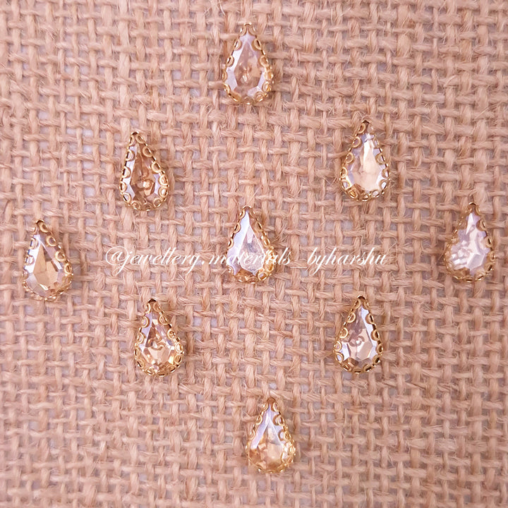 10x8MM Drop Clip Stone - Gold