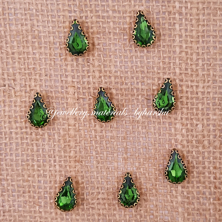 10x14MM Drop Clip Stone - Leaf Green