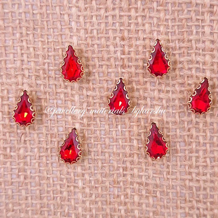 10x8MM Drop Clip Stone - Red