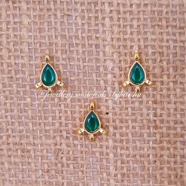 8 x 6 MM Dark Green Drop Charms (1 Piece)