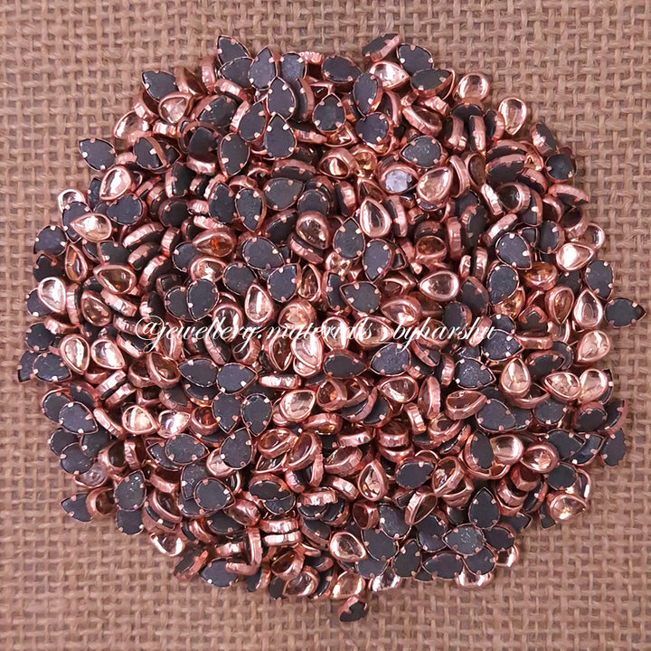 Drop 6x4P Gloss Color Kundan - Rose Gold