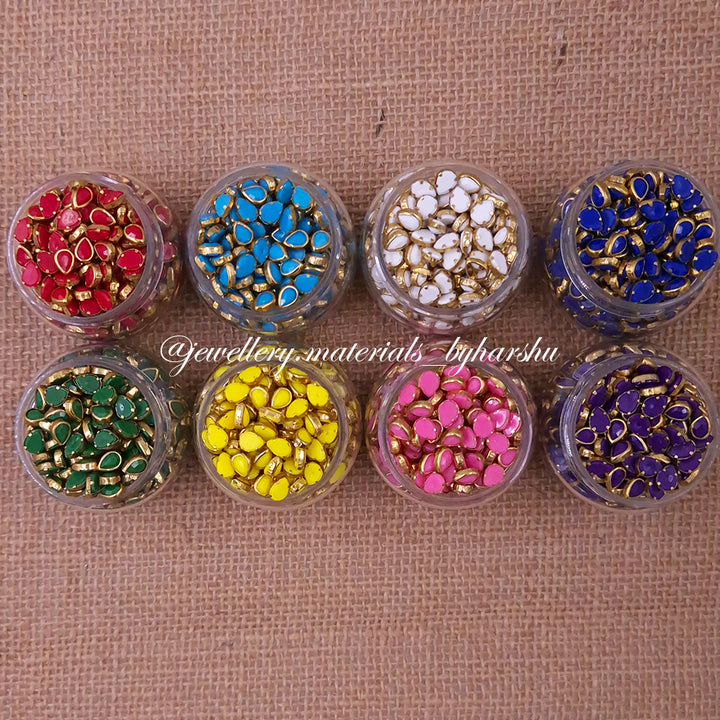 Drop 6x4P Matt Color Kundan - 8 Random Colors (Color as per availability)