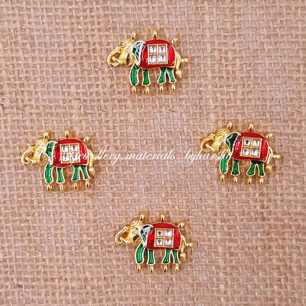 23 x 15 MM Red, Green and White Elephant Charms (1 Piece)