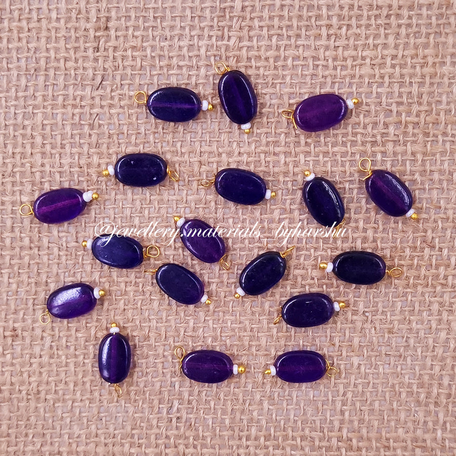 12 x 7MM Flat Oval Hanging Beads (Dark Purple)