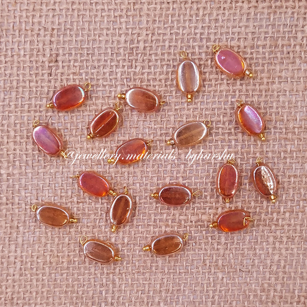 12 x 7MM Flat Oval Hanging Beads (Gold)