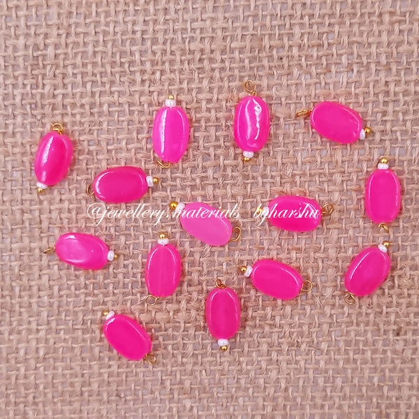 12 x 7MM Flat Oval Hanging Beads (Light Pink)