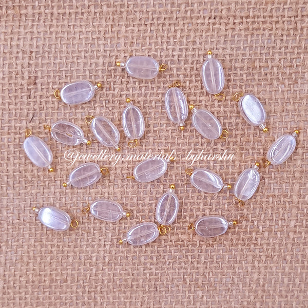 12 x 7MM Flat Oval Hanging Beads (Transparent White)