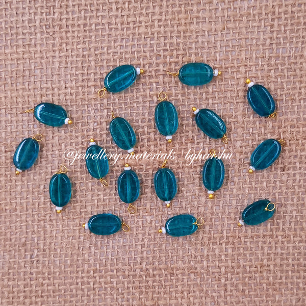 12 x 7MM Flat Oval Hanging Beads (Turquoise Blue)