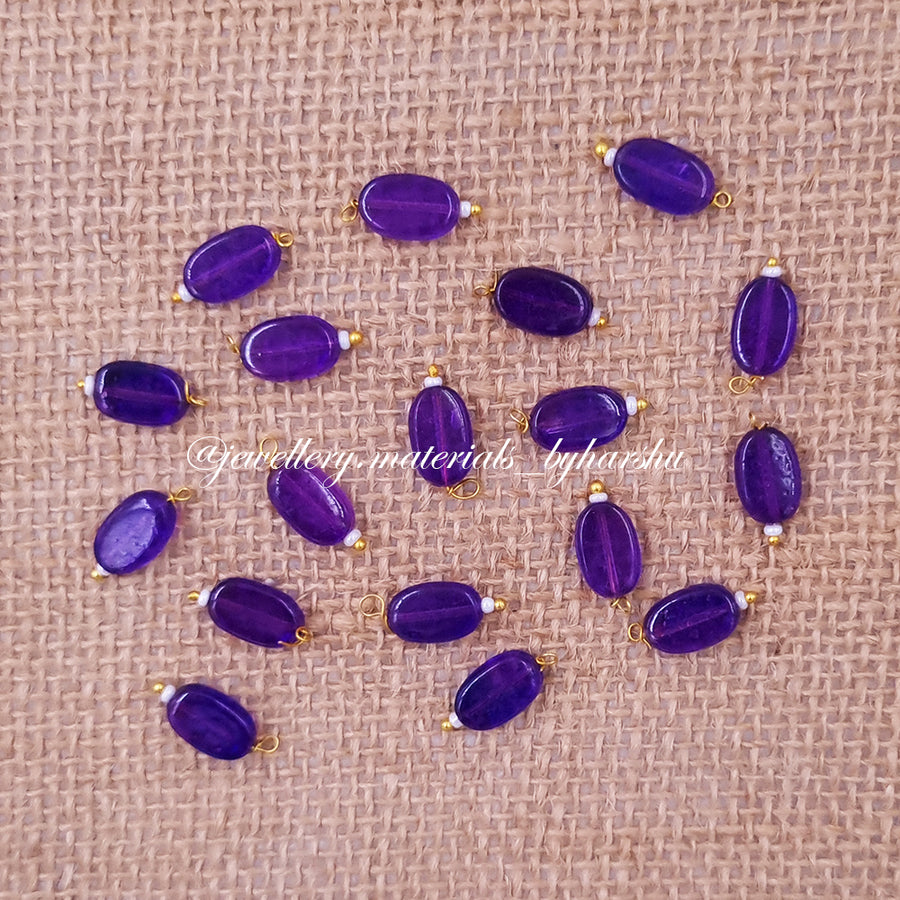 12 x 7MM Flat Oval Hanging Beads (Violet)
