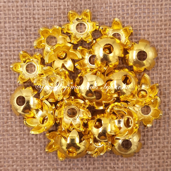 15mm Gold Plastic Flower Caps