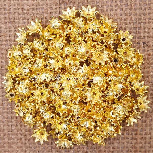 7mm Gold Plastic Flower Caps