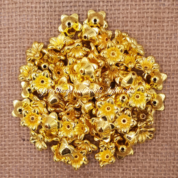 12mm Gold Plastic Flower Caps