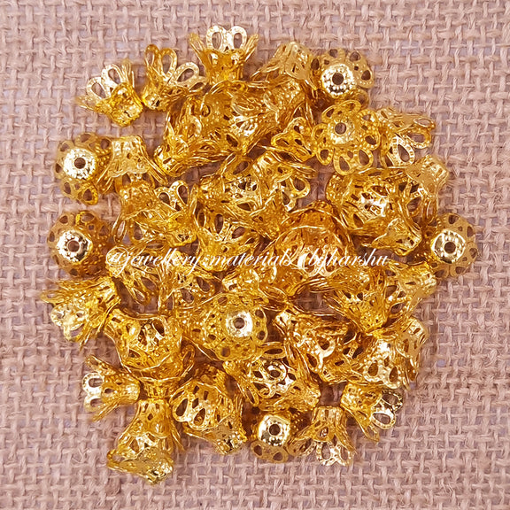 12 x 9MM Gold Metal Flower Caps – Harshu's Craft Store