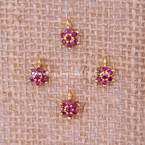 7MM Dark Pink Flower Charms (1 Piece)