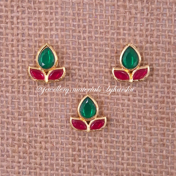 14 x 12MM Dark Green and Red Flower Charms (1 Piece)