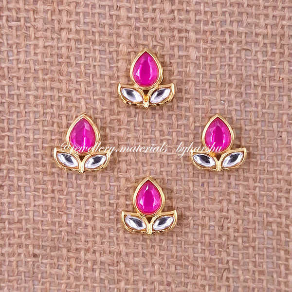 14 x 12MM Dark Pink and White Flower Charms (1 Piece)