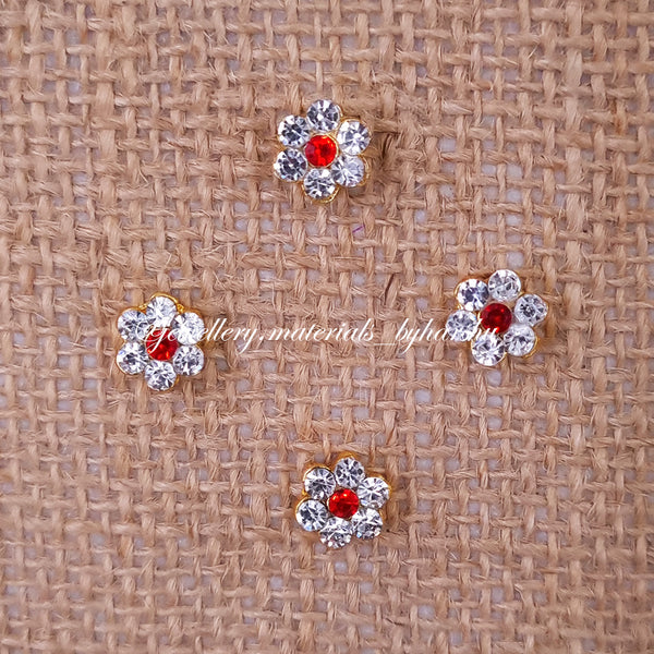 8MM Red and White Flower Charms (1 Piece)