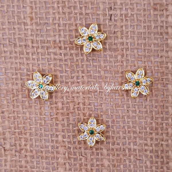 12MM Dark Green and White Flower Charms (1 Piece)