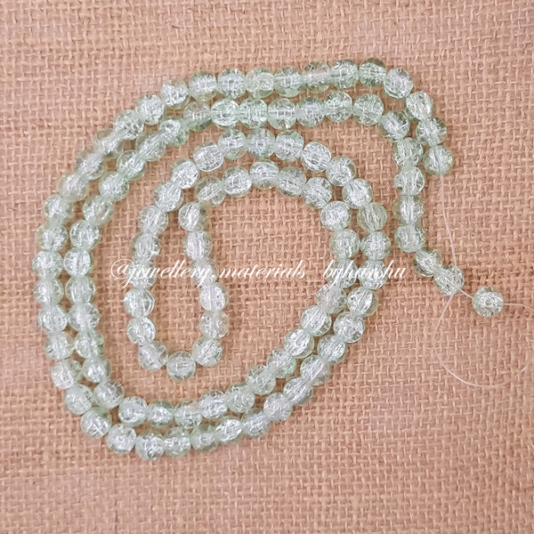 8MM Crackle Glass Beads - Pastel Green