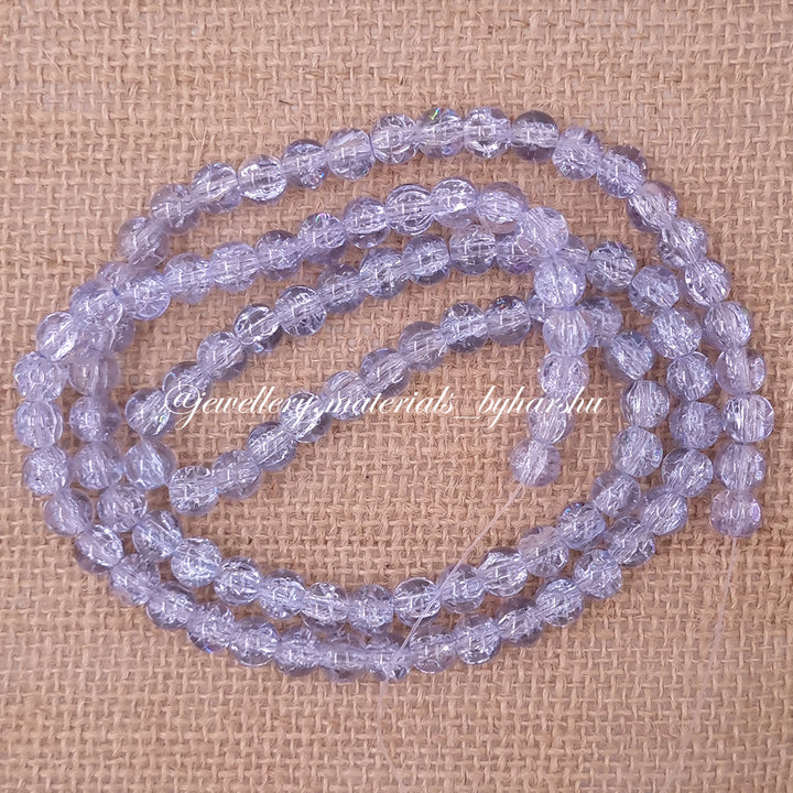 8MM Crackle Glass Beads - Pastel Blue