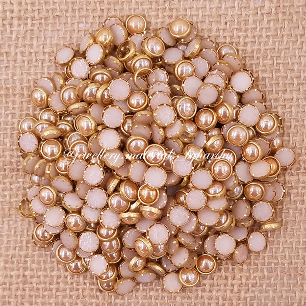 Gold Pearl Kundan Round 6mm