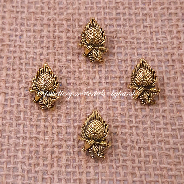 14 x 8 Gold Peacock Feather with Flute Charms