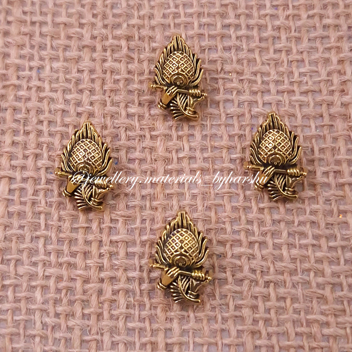 14 x 8 Gold Peacock Feather with Flute Charms