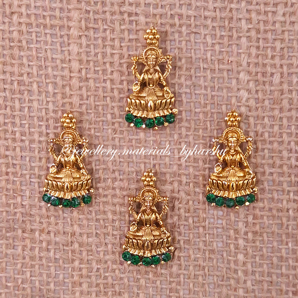 24 x 12MM Gold Lakshmi Charms (Dark Green) (1 Piece)