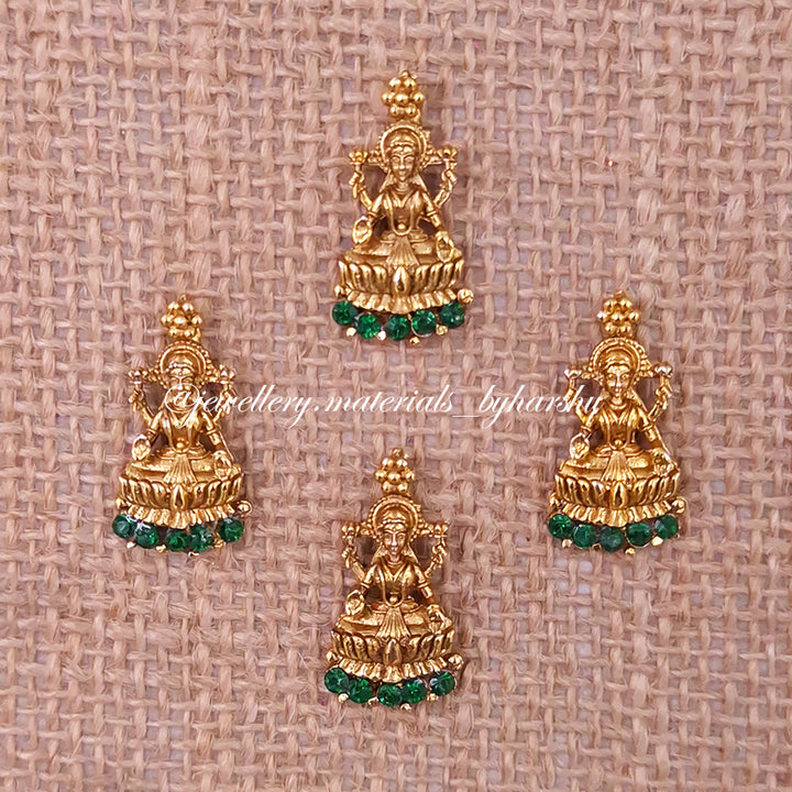 24 x 12MM Gold Lakshmi Charms (Dark Green) (1 Piece)