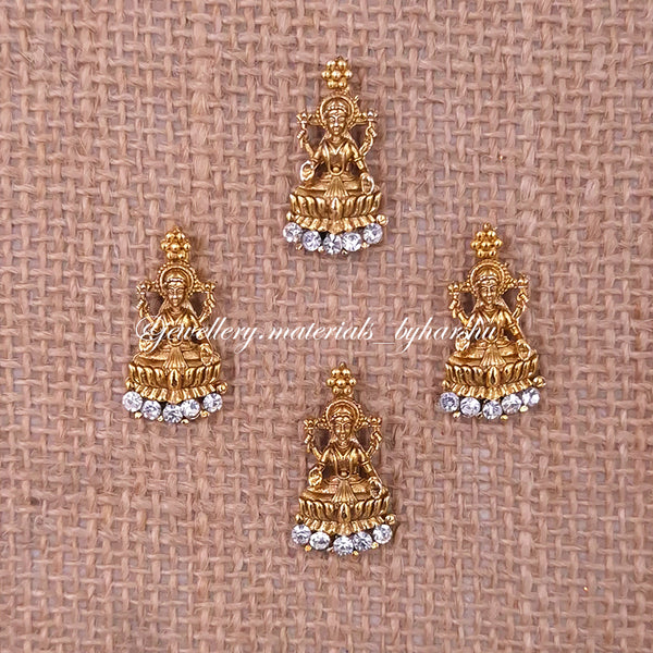 24 x 12MM Gold Lakshmi Charms (White) (1 Piece)