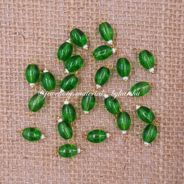 10MM Oval Hanging Beads (Dark Green)