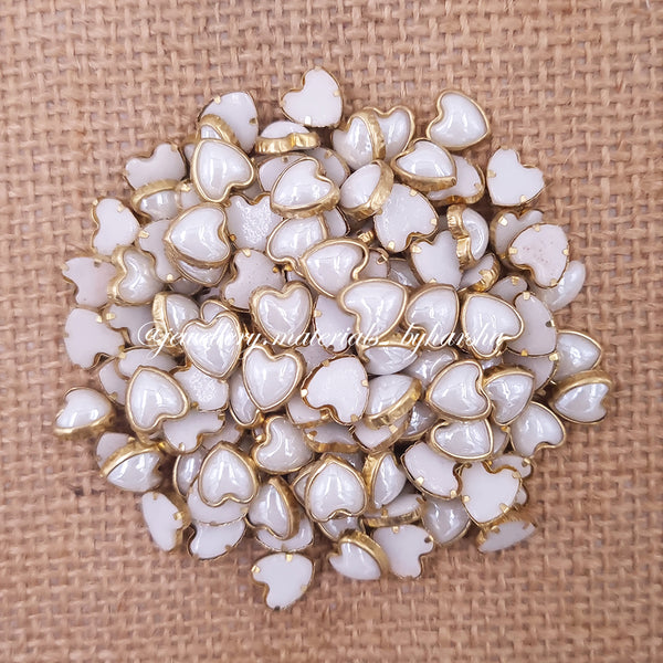 White Pearl Kundan Heart Shape