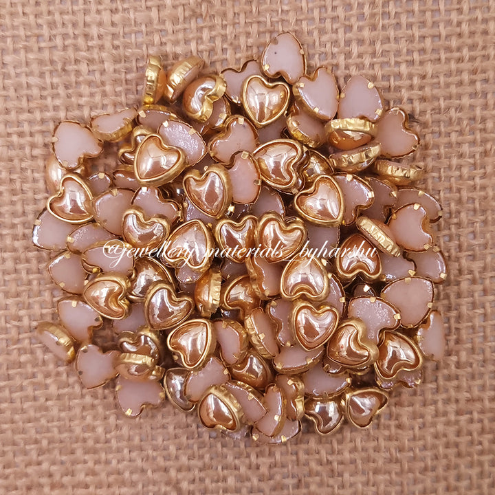 Gold Pearl Kundan Heart Shape