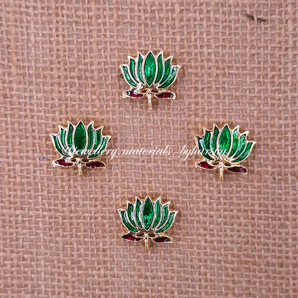 18 x 16 MM Dark Green Lotus Charms