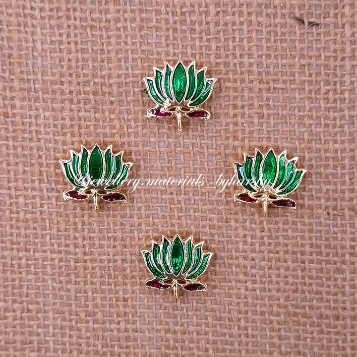 18 x 16 MM Dark Green Lotus Charms