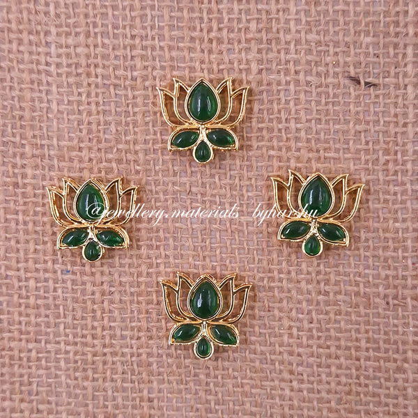 19 x 18 MM Dark Green Lotus Charms (1 Piece)