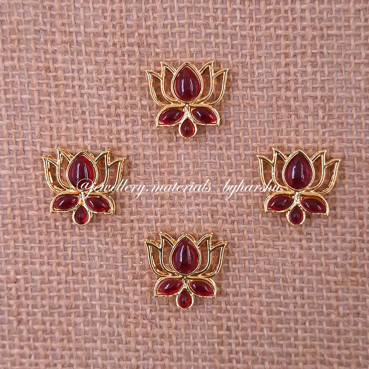 19 x 18 MM Red Lotus Charms (1 Piece)