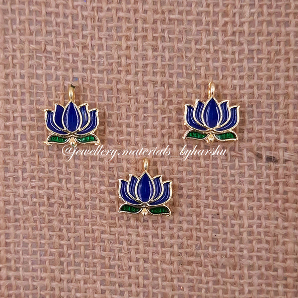 12 x 11MM Dark Blue Lotus Charms (1 Piece)