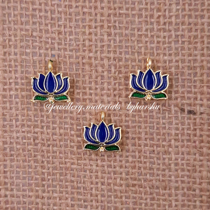 12 x 11MM Dark Blue Lotus Charms (1 Piece)