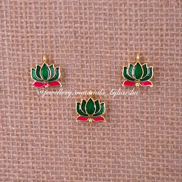 12 x 11MM Dark Green Lotus Charms (1 Piece)