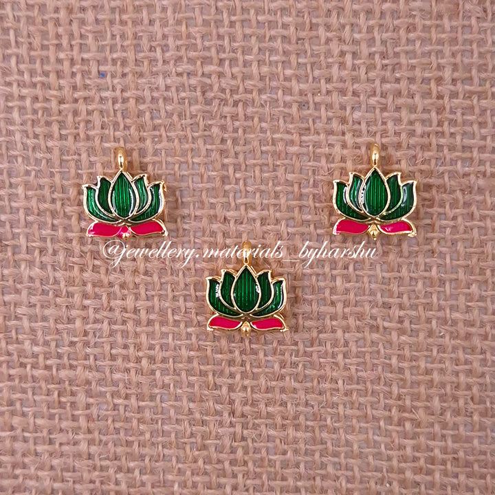 12 x 11MM Dark Green Lotus Charms (1 Piece)