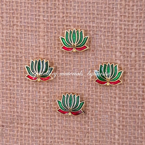 16 x 13MM Dark Green Lotus Charms (1 Piece)